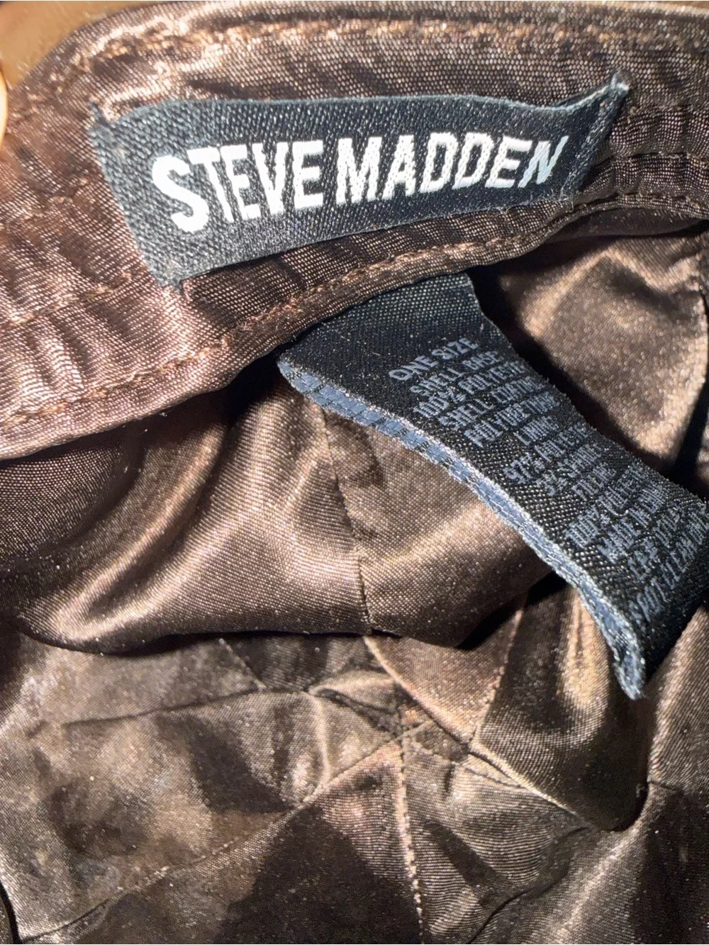 Steve Madden Dark Brown Leather Cap with Embossed Logo